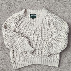 American Eagle Outfitters Chunky Knit V-Neck Sweater, Size S, Oatmeal Color